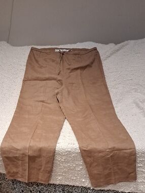 551 - Women's 100% Linen Blend Drawstring Pants - Camel
